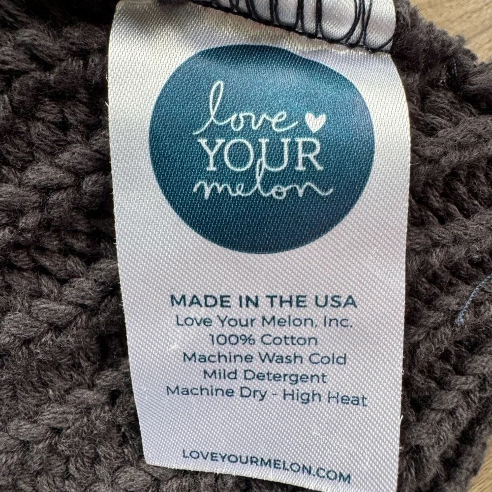 LOVE YOUR MELON Beanie Hat Cuffed Style Cotton Black with White Men’s Women’s